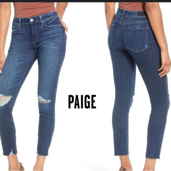 Paige Verdugo Ankle Distressed Jeans Medium Wash Mid Rise Size 26 - Picture 5 of 15